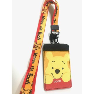 POOH สายคล้องคอ สายคล้องบัตร ที่ใส่บัตร ซองใส่บัตร ที่ใส่บัตร พร้อมสายคล้องคอ ลาย    pooh  หมีพูห์  เหลือง แดง