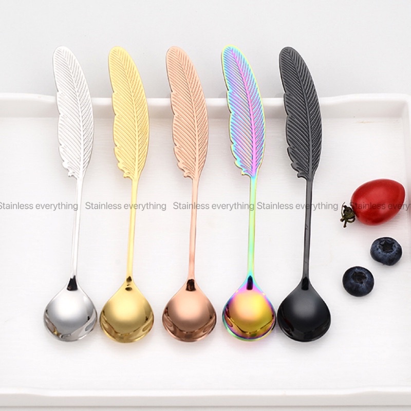 ช้อน+ส้อมกาแฟสแตนเลส(ปลายขนนก🪶) - รูปที่ 3