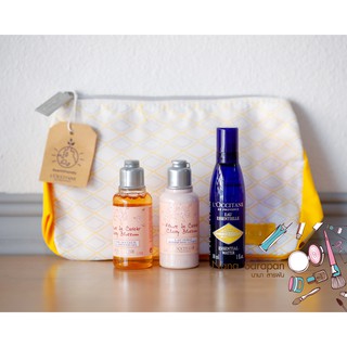 LOccitane Trave Set 4 Items (รวมกระเป๋า) เซ็ทสุดคุ้ม ได้ทั้ง เจลอาบน้ำ โลชั่น Cherry Blossom และโทนเนอร์บำรุงผิวหน้า