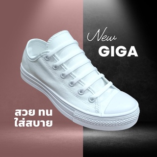 รองเท้าผ้าใบทำงานและนักเรียนหญิง สีขาว GIGA ของแท้ นักศึกษาน้องใหม่เฟรชชี่ใส่ได้ ผูกเชือก วิชาพละ