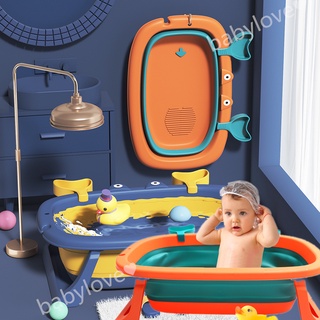 🎯พร้อมส่ง🎯เอ่างอาบน้ำเด็ก อ่างอาบน้ำพับได้ อ่างลายปูน่ารัก อ่างอาบน้ำกันลื่น สำหรับทารกแรกเกิด