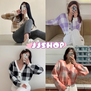 JJ shop 💜พร้อมส่ง เสื้อไหมคอวีแขนยาว สไตล์เกาหลีสีน่ารักมากผ้านุ่ม "28816" -N