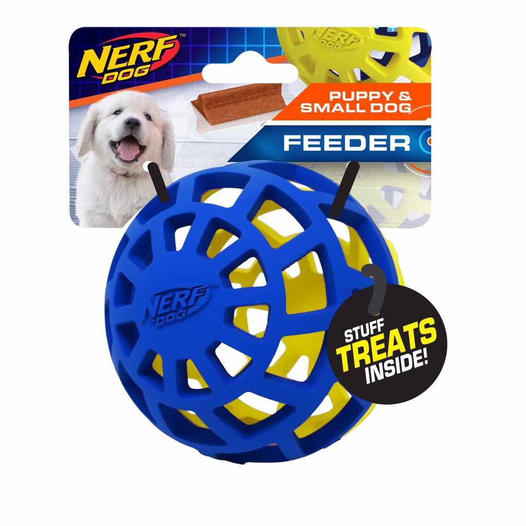 Nerf Dog Puppy Exo Ball ของเล่นสุนัข ของเล่นฝึกทักษะ ใส่ขนมหรืออาหารในรู สำหรับสุนัขพันธุ์เล็ก-กลาง ขนาด 3.75 นิ้ว