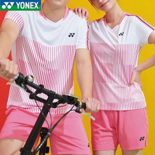 Yonex ใหม่ เสื้อผ้าแบดมินตัน ผู้ชายและผู้หญิง แขนสั้น คอวี แห้งเร็ว เสื้อผ้าเทนนิส โต๊ะเทนนิส วอลเลย์บอล เครื่องแบบทีม