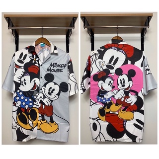 เสื้อเชิ้ตแฟชั่นผ้าไหมอิตาลีลายมิกกี้เมาส์ (MK17)