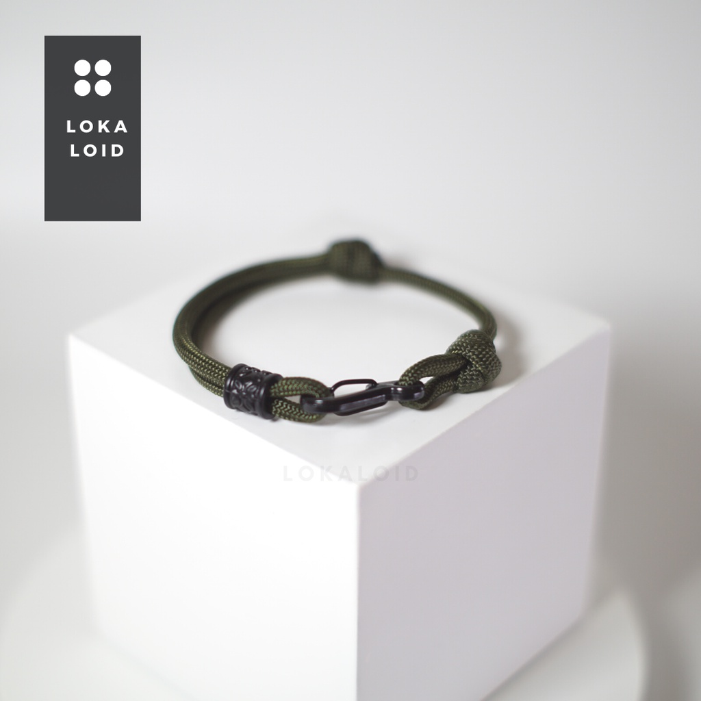 Premium Paracord Choker Slide Bracelet Army Color Casual Elegant Men Women Unisex By Lokaloid