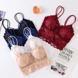 Sale‼️สายเดี่ยวลูกไม้ 2 สาย ครึ่งตัว มีฟองน้ำในตัว #ไม้2