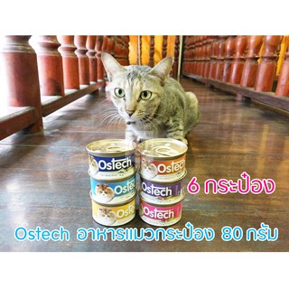 Ostech อาหารเปียกสำหรับแมว อาหารแมวกระป๋อง 80 กรัม จำนวน 6 กระป๋อง