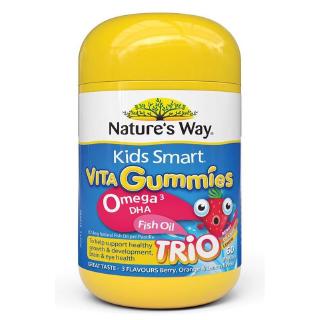 Natures Way Kids Smart Vita Gummies Omega-3 DHA Fish Oil Fudge natures way วิถีธรรมชาติ เด็กฉลาด น้ำมันปลา ฟัดจ์