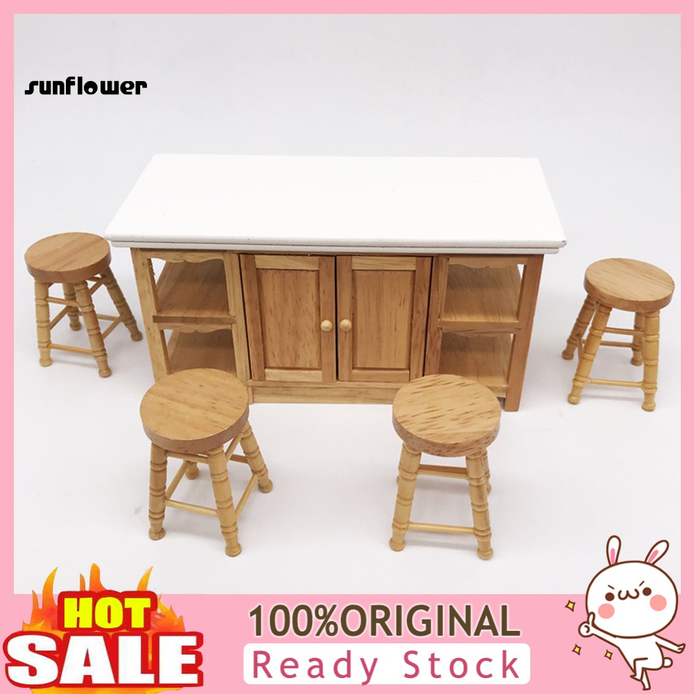 [SF] 1/12 Doll House Wooden High Stool Miniature Living Room Furniture Accessory
