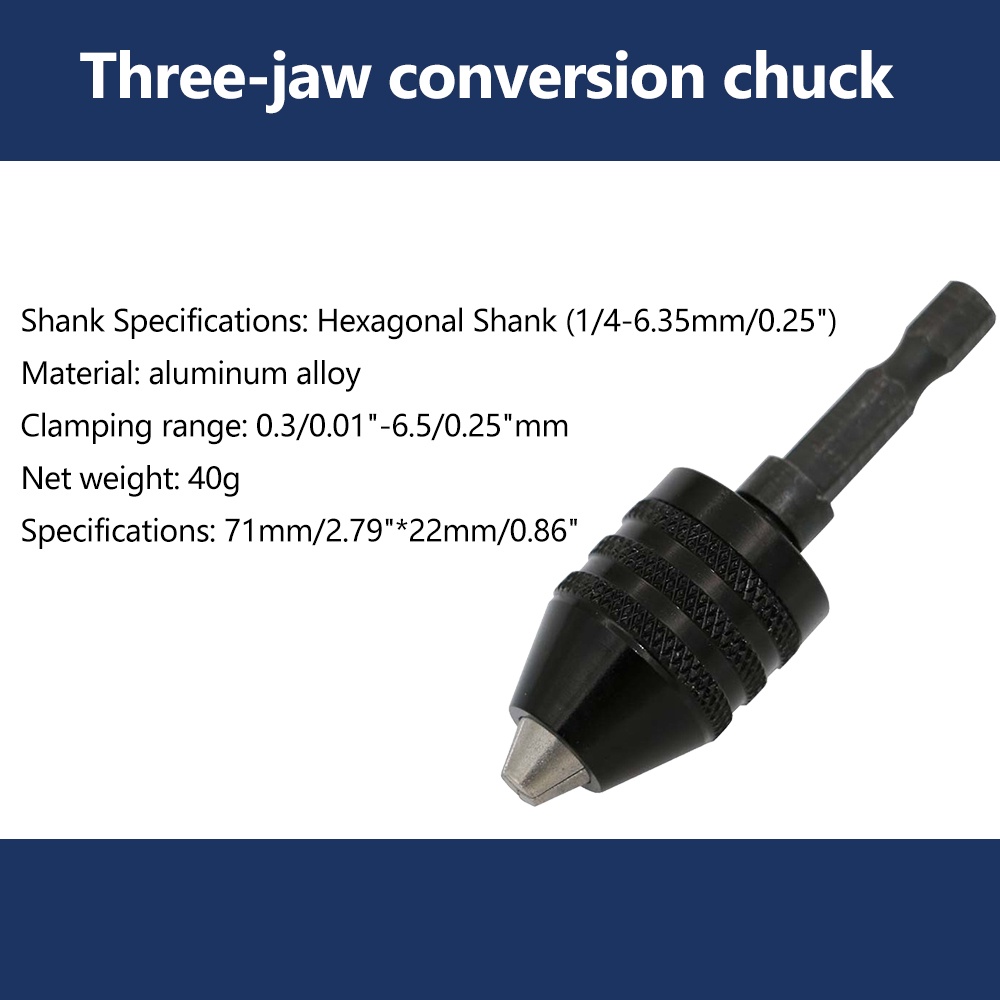 Diymore 0.3-6.5 มม. 2.3 มม. 3.17 มม. ก้านหกเหลี่ยม ผลักกลับ หัวจับแปลงสามขา สว่านไฟฟ้า ขนาดเล็ก เจาะรูหาง - รูปที่ 6