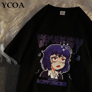 Oversized T-Shirt Women Anime Cartoon Retro Print Kawaii Aesthetic Harajuku Short Sleeve Goth Punk Y2k Tops Tees Female