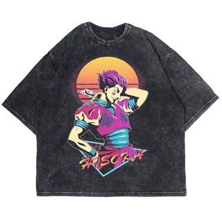 เสื้อยืดแขนสั้น พิมพ์ลายอนิเมะ HUNTER X HUNTER HISOKA BUNGEE GUM WASHING VINTAGE TEE โอเวอร์ไซซ์