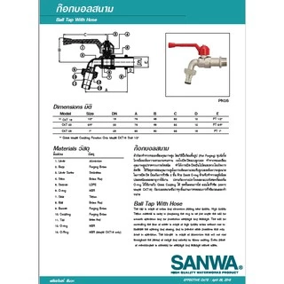‼️ยกกล่อง‼️ SANWA ก็อกสนาม ก็อกบอลสนาม ขนาด 1/2'' 10 ตัว / 1 กล่อง ‼️ยกกล่อง‼️