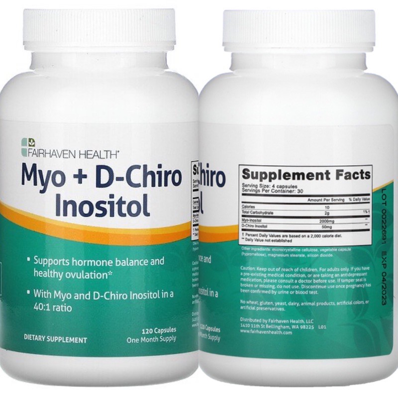 (พร้อมส่ง)✨Fairhaven Health, Myo + D-Chiro Inositol, 120 Capsules