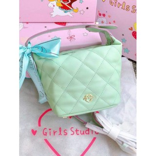 (ส่งฟรี) กระเป๋าสะพาย​ สีเขียว​มิ้นต์ แบรนด์​ Girls Studio