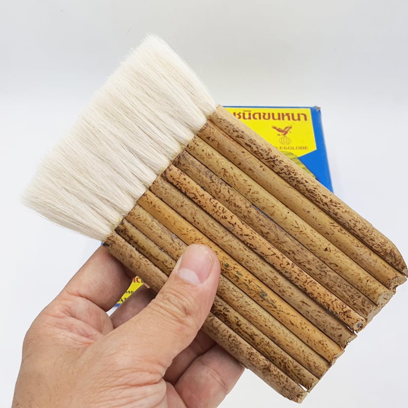 แปรงทาแชล็ค 10 ปล้อง (1 กล่อง 10 ชิ้น) ยาว 5.5 นิ้ว เกรด A แปรงขนขาว ขนหนานุ่ม แน่น ใช้ทาแลกเกอร์​  ทาแชล็ค