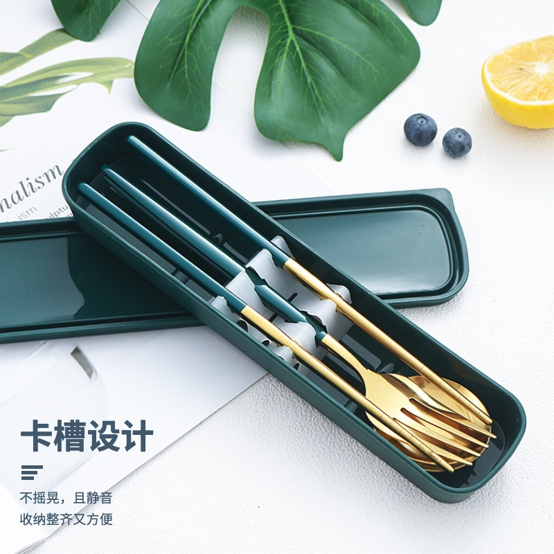 [Gift] ชุดช้อนส้อมตะเกียบ ช้อนส้อมพกพา ช้อนส้อมสแตนเลส สไตล์เกาหลี (สินค้าสมนาคุณงดจำหน่าย)