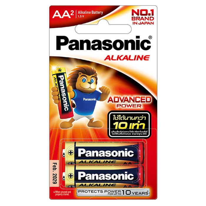ถ่านอัลคาไลน์ AA Panasonic LR6T/2B (แพ็ค 2 ก้อน)
