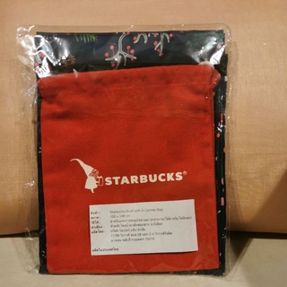 Starbucks Holiday Scarf with A Canvas Bag 2018 สตาร์บัคส์ผ้าคลุมไหล่พร้อมถุงผ้าที่สามารถใส่พกพาในกระเป๋าเผื่อหนาว❄️✨