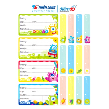 Combo 2 แพ็ค (8 แผ่น) Thien Long Notebook Labels Score 10 TP-NBL005/006- Fountain Pen