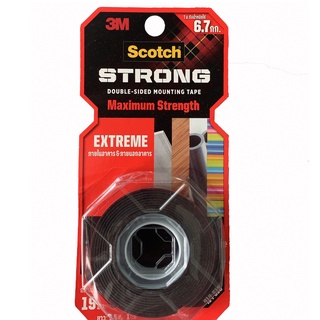 3m เทปแรงยึดสูง สีดำ Scotch Strong Extreme Double-Sided Mounting ขนาด 19 มม. ความยาว 1.5 เมตร