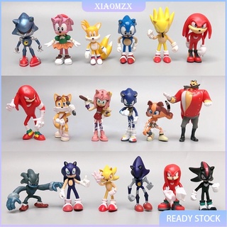 โมเดลตุ๊กตาฟิกเกอร์ Super Sonic The Hedgehog ของเล่นสําหรับเด็ก 6 ชิ้น ต่อชุด