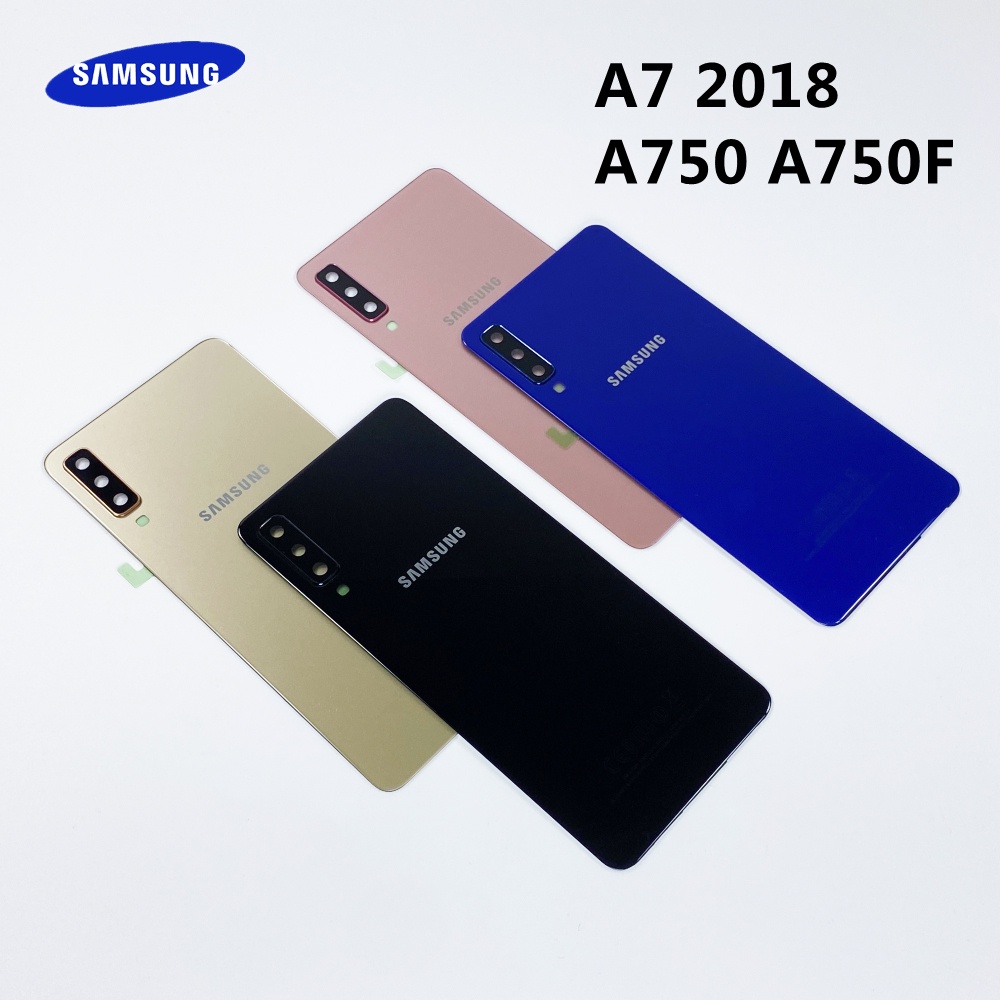 สําหรับ SAMSUNG Galaxy A7 2018 A750 SM-A750F A750FN A750GN-DS ฝาครอบกระจกด้านหลังแบตเตอรี่ด้านหลังปร