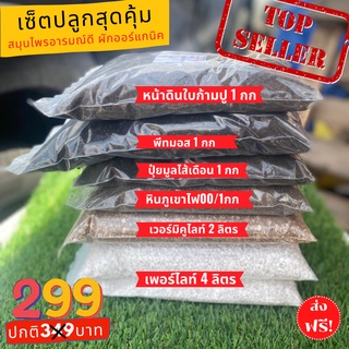 ส่งฟรี!! ไม่ใช้โค้ด เซ็ตวัสดุปลูกสุดคุ้ม ราคา299บาท ปลูกพืชสมุนไพรอารมณ์ดี ดินปลูกสายเขียว ผักออร์แกนิค มีธาตุอาหารสูง