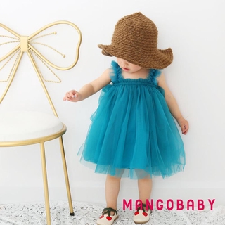 mg - Infant ชุดเดรสสําหรับเด็กผู้หญิงแขนกุด One - Piece ( สีชมพูสีเทาสีดํา , สีฟ้า )