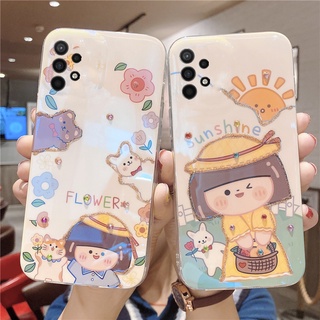 In Stock เคส Handphone Case for Samsung Galaxy A73 A53 A33 A13 A23 LTE M33 M23 5G 4G 2022 New TPU Soft Cover Cartoon Flower Girl Rhinestone Casing All-inclusive Lens Protective Case เคสโทรศัพท์