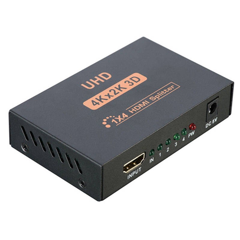 ตัวแปลง เอชดีเอ็มไอ HUB 3d 4k 2k full hd 1080 p hd splitter 1x4 พอร์ต hub us plug ขนาดเล็ก เคสโลหะ