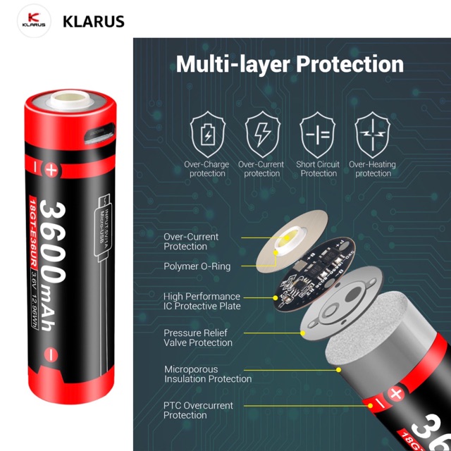  18gt e36ur 18650 3600mah 3 6v li ion battery for klarus