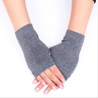 Women Solid Winter Gloves Half Finger Knitted Wrist Arm Warmer Gloves Mitten