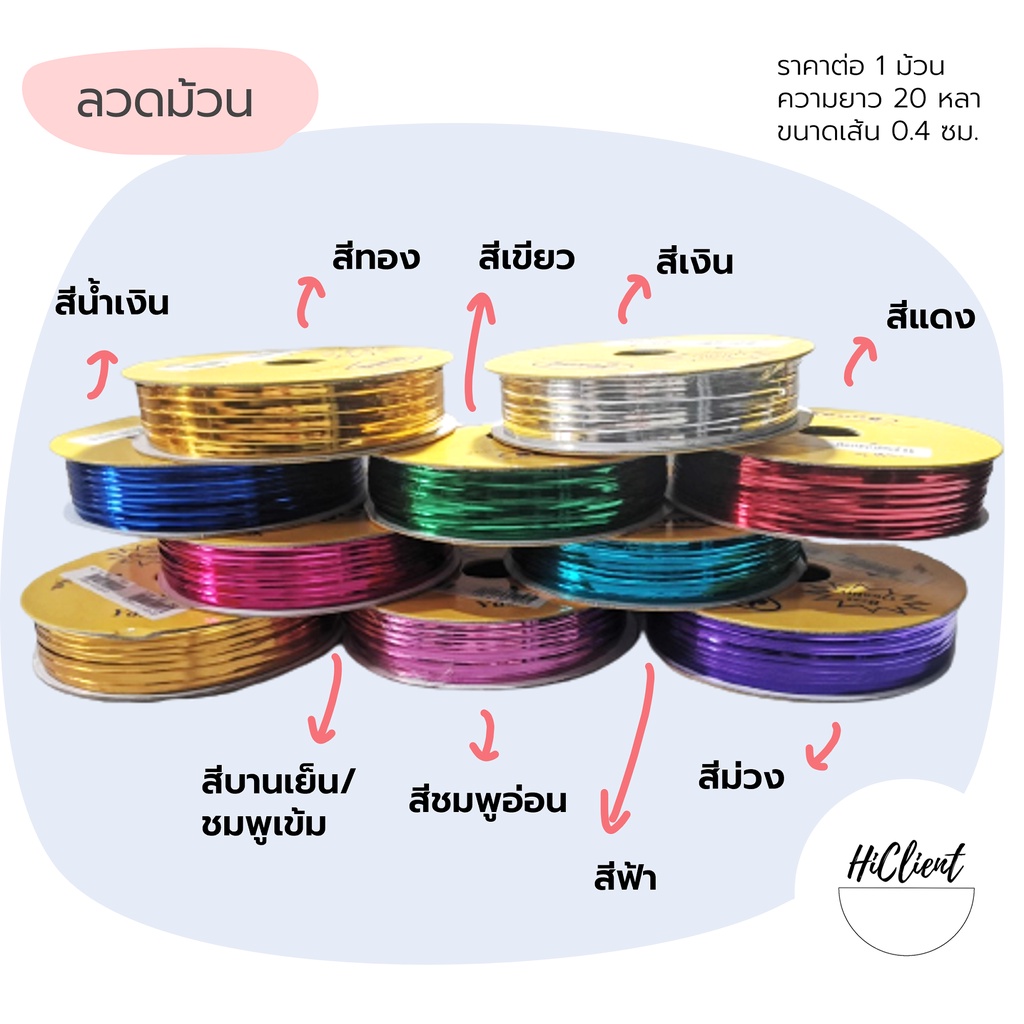 ลวดม้วน ลวดม้วนสี มีหลายสีให้เลือก 20 หลา