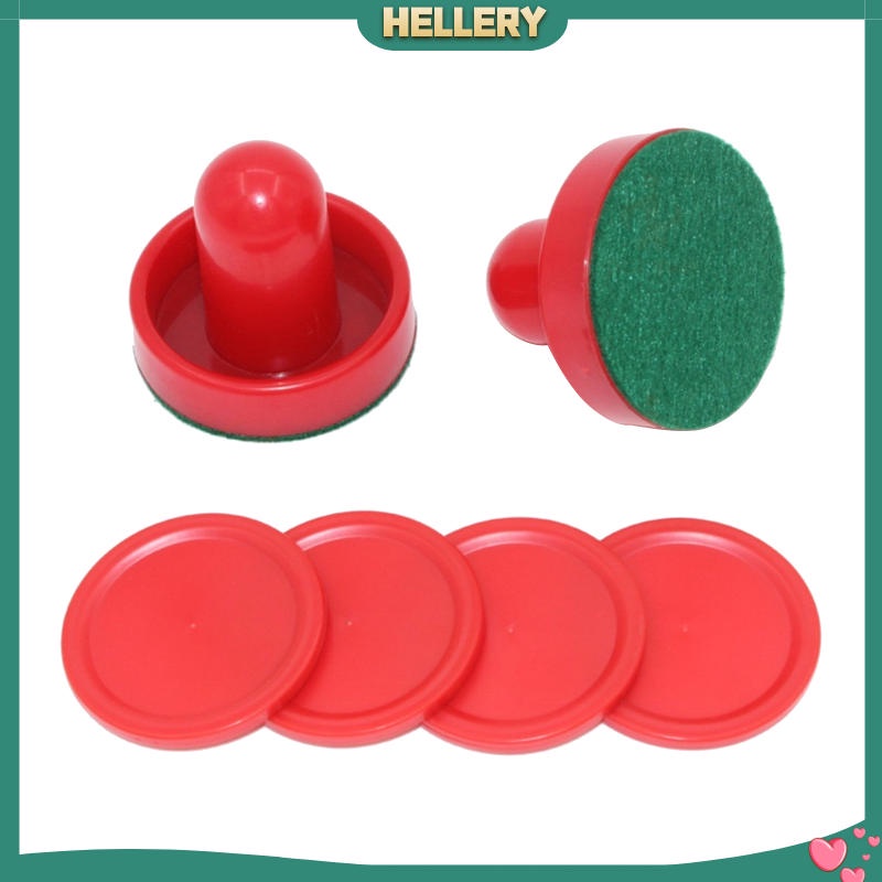 [HELLERY] ตัวดันแอร์ฮอกกี้ 2 ชิ้น และลูกยาง 4 ชิ้น แบบเปลี่ยน สีแดง สําหรับโต๊ะเกม