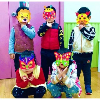 DIY Mask หน้ากากระบายสี หน้ากากลายการ์ตูนสัตว์ไม่มีสีให้นะคะ