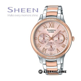 Casio Sheen นาฬิกาข้อมือผู้หญิง สายสแตนเลส รุ่น SHE-3058SPG,SHE-3058SPG-4A - สีเงินสลับสีโรสโกลด์