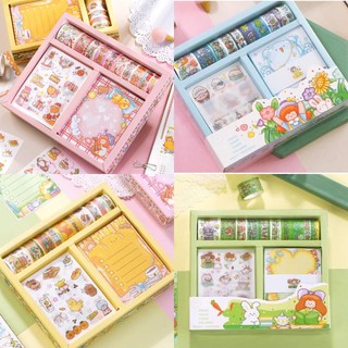 พร้อมส่ง SET วาชิเทป/กระดาษโน๊ต/สติกเกอร์โน๊ต DIY  ลายน่ารักๆ เทปกระดาษ สติกเกอร์ตกแต่ง