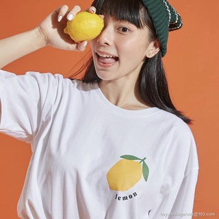 GP [ ซื้อ 2 ลดเพิ่ม 5% ] LEMON Oversize Tee - เสื้อยืด โอเวอร์ไซส์ ผ้าคอตตอนแท้100% สกรีนลายเลม่อน น่ารักมากก S M L