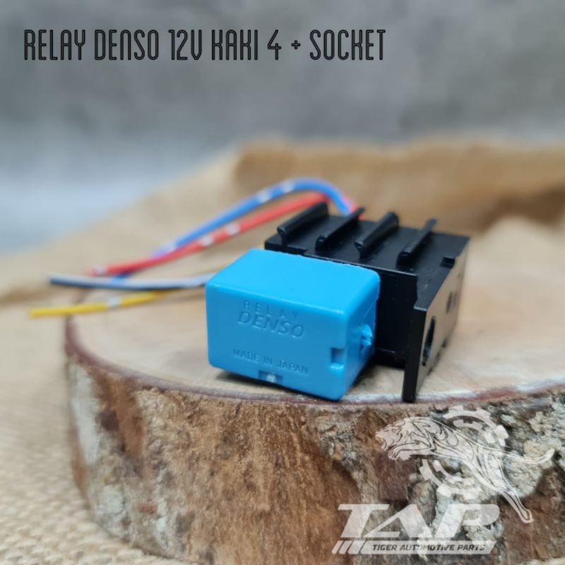 DENSO RELAY 12V 4 ขา - MINI BLUE RELAY + ซ็อกเก็ต RELAY