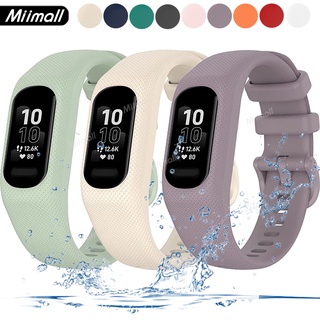 Miimall สายซิลิโคน Garmin Vivosmart 5 พร้อมเคส  สาย Garmin Smart 5 สายซิลิโคนนิ่ม สายระบายอากาศ ยืดหยุ่น สําหรับ Garmin Vivosmart 5 Case Band