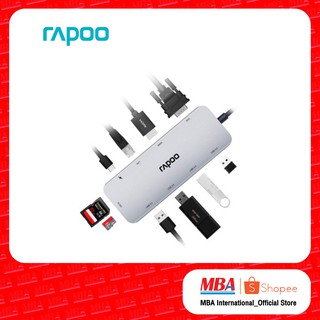 Rapoo XD200 Type C Multi function Adapter 10 in 1 อุปกรณ์เชื่อมต่อ อะแดปเตอร์ USB สีเทา (Grey)