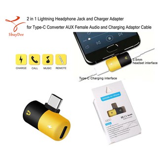 2 in 1 Headphone 3.5mm and Charger Adapter for Type-C phone interface Converter AUX Female Audio and Charging Adaptor Ca