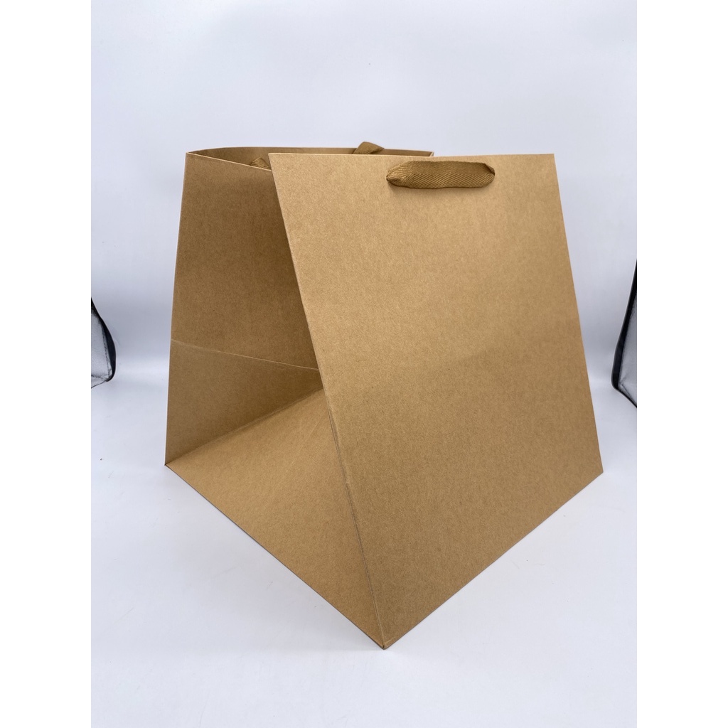 KRAFT PAPER BAG SQUARE, CAKE BAG ( 2 ชิ้น ) RECYCLE PAPER BAG