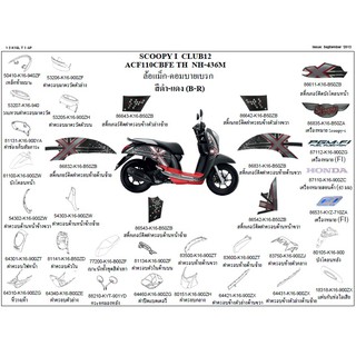 แท้100% บังลมใน ครอบตัวใน Scoopy i ปี 2012-2016 เบิกศูนย์ HONDA เฟรม รถ เปลือกรถ เฟรมรถscoopy เฟรมscoopy