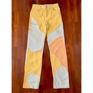 [New] Bershka yellow patchwork straight jeans