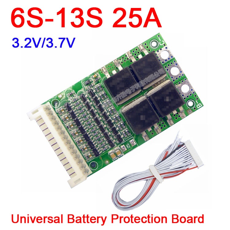 Universal 6S-13S 7S 8S 10S 12S 25A BMS 18650 LiFePO4 ป้องกัน 24V 36V 48V ชาร์จ Dischargeing 3.2V 3.7