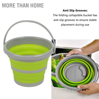 More than Home Collapsible Bucket Portable Handle Easy Hanging Green Silicone Plastic Material Car Foldable for Camping