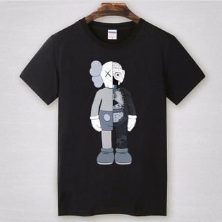 เสื้อยืด ผ้าฝ้าย พิมพ์ลาย Kaws Sup สไตล์ฮิปฮอป สตรีท UNIQLO เหมาะกับฤดูร้อน สําหรับผู้ชาย Diy 001 Black88